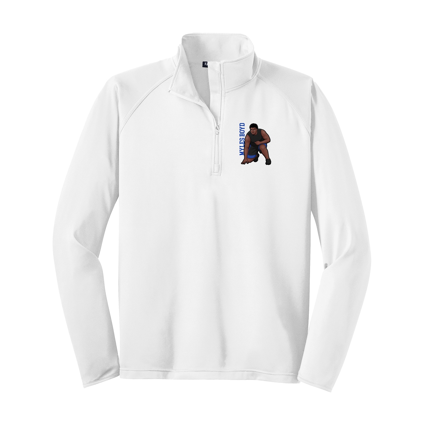 Q-Zip Pullover — Name Vertical in White