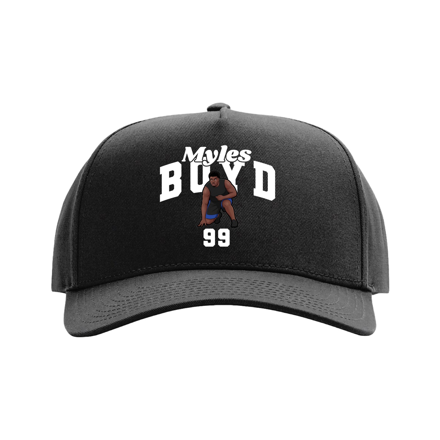 Full Fabric Five-Panel Champ Cap — Signature Arch in Black