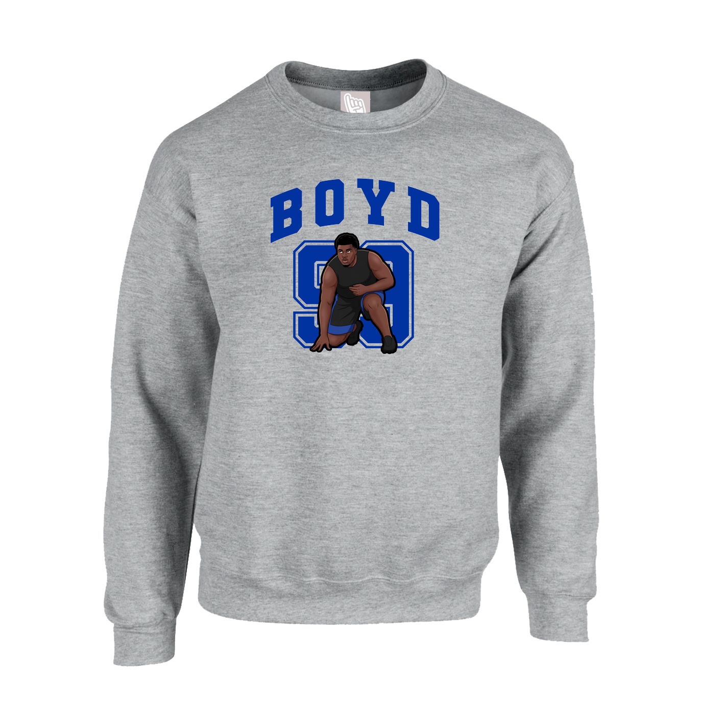 Fleece Crew — Number in Grey