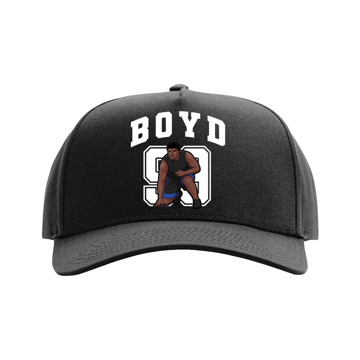 Full Fabric Five-Panel Champ Cap — Number in Black