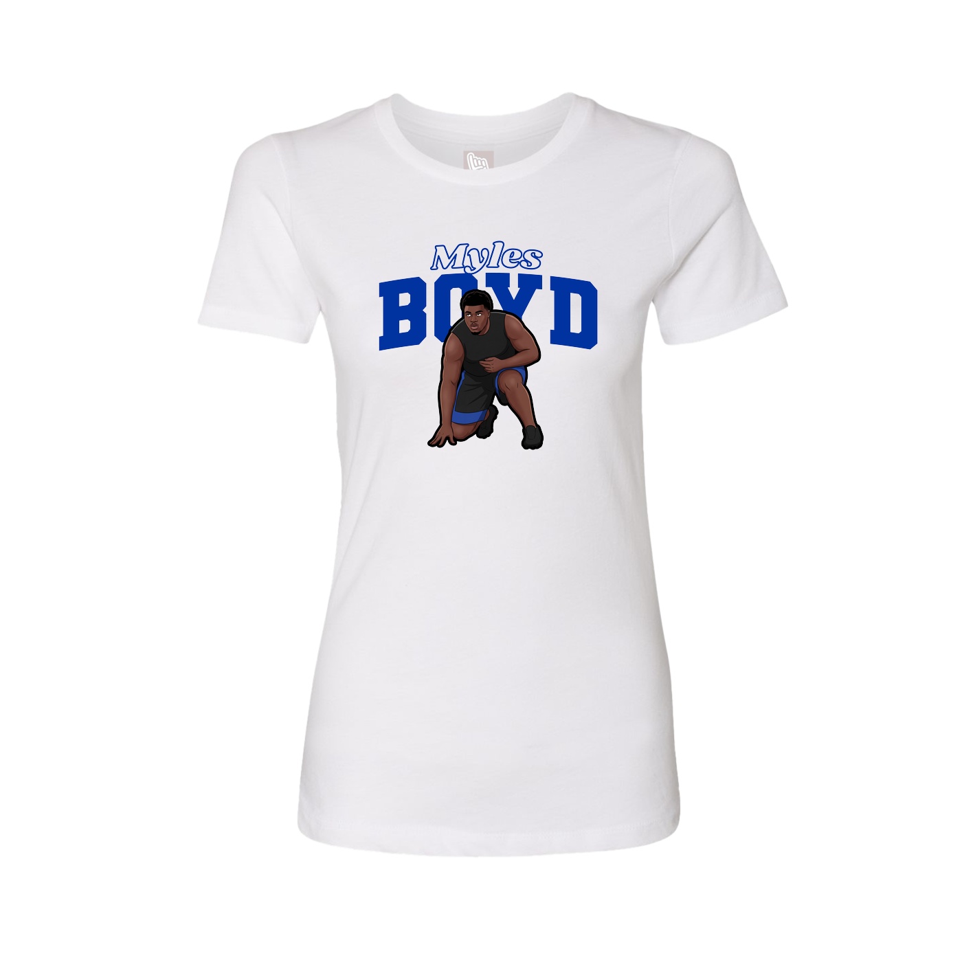 Fitted Women's Tee — Name Arch in White