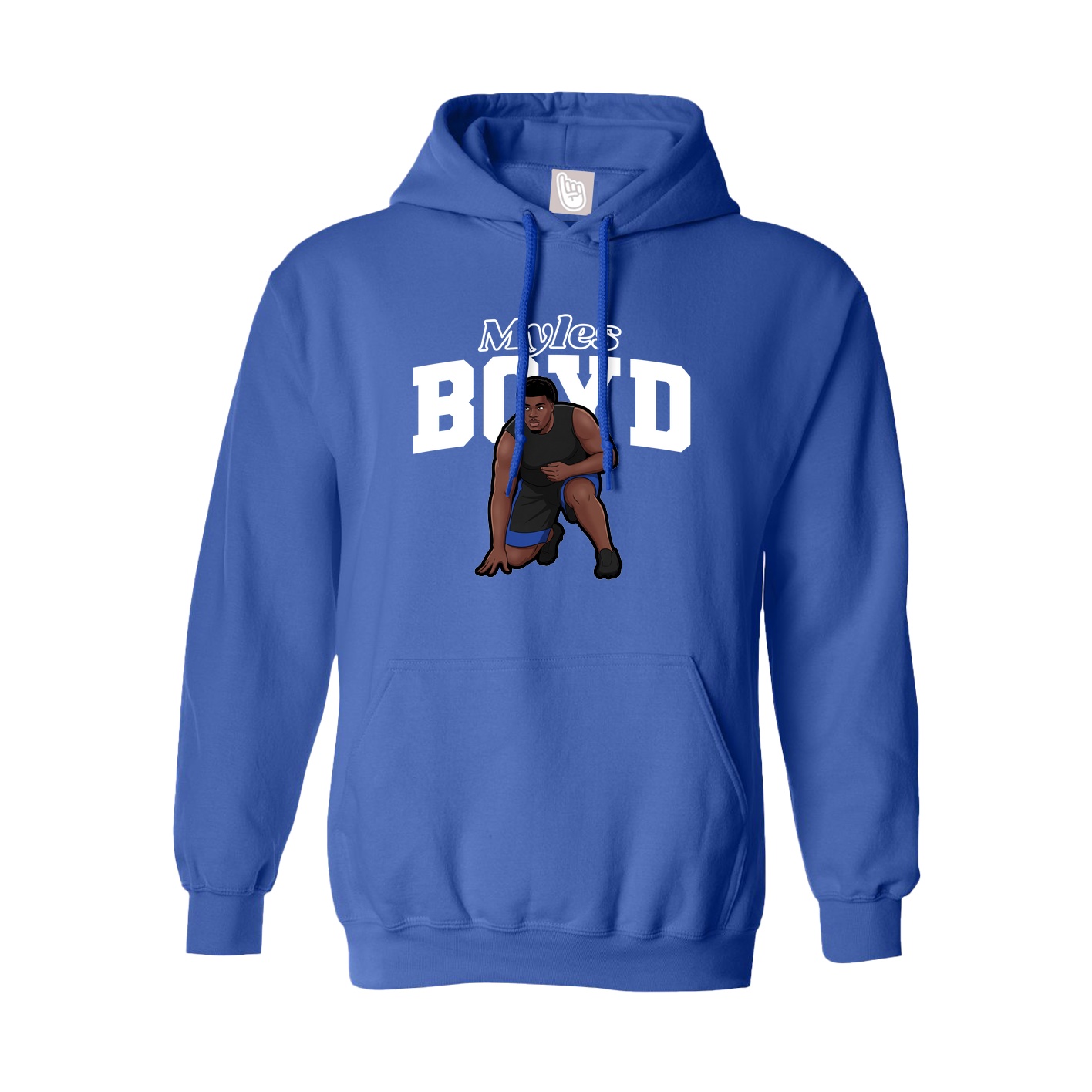 Youth Hoodie — Name Arch in Royal