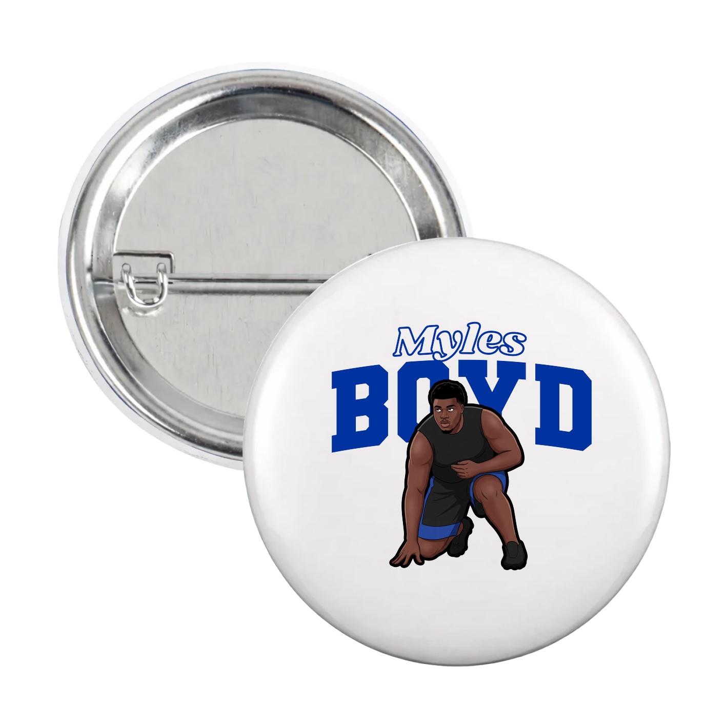 Game Day Button — Name Arch in White