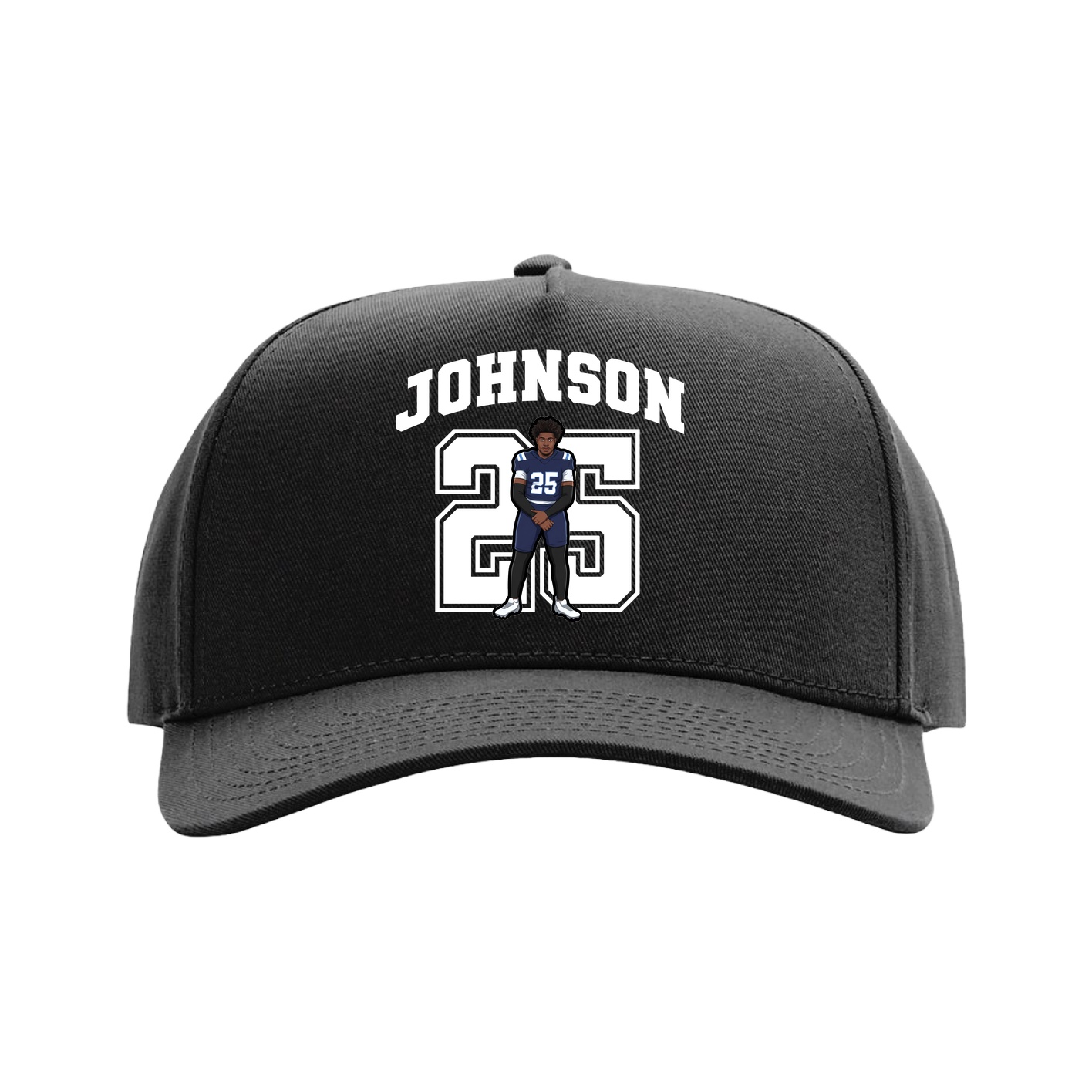Full Fabric Five-Panel Champ Cap — Number in Black