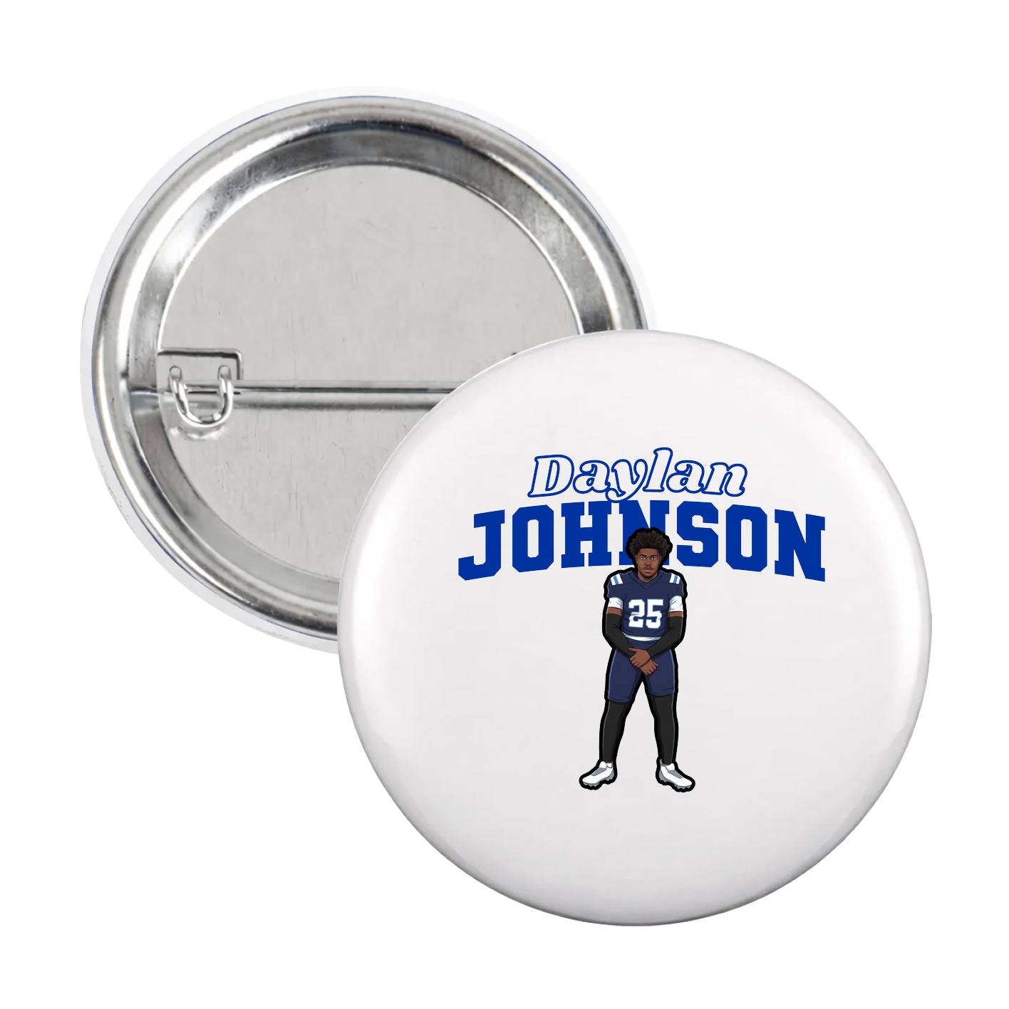 Game Day Button — Name Arch in White