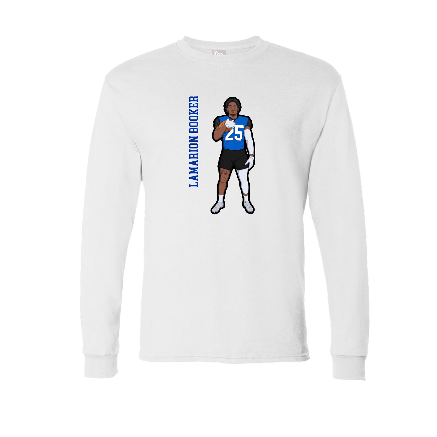 Long Sleeve Tee — Name Vertical in White