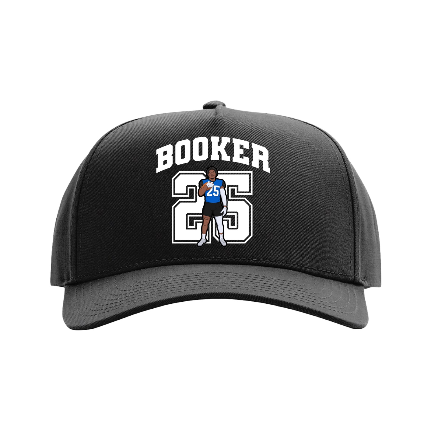 Full Fabric Five-Panel Champ Cap — Number in Black