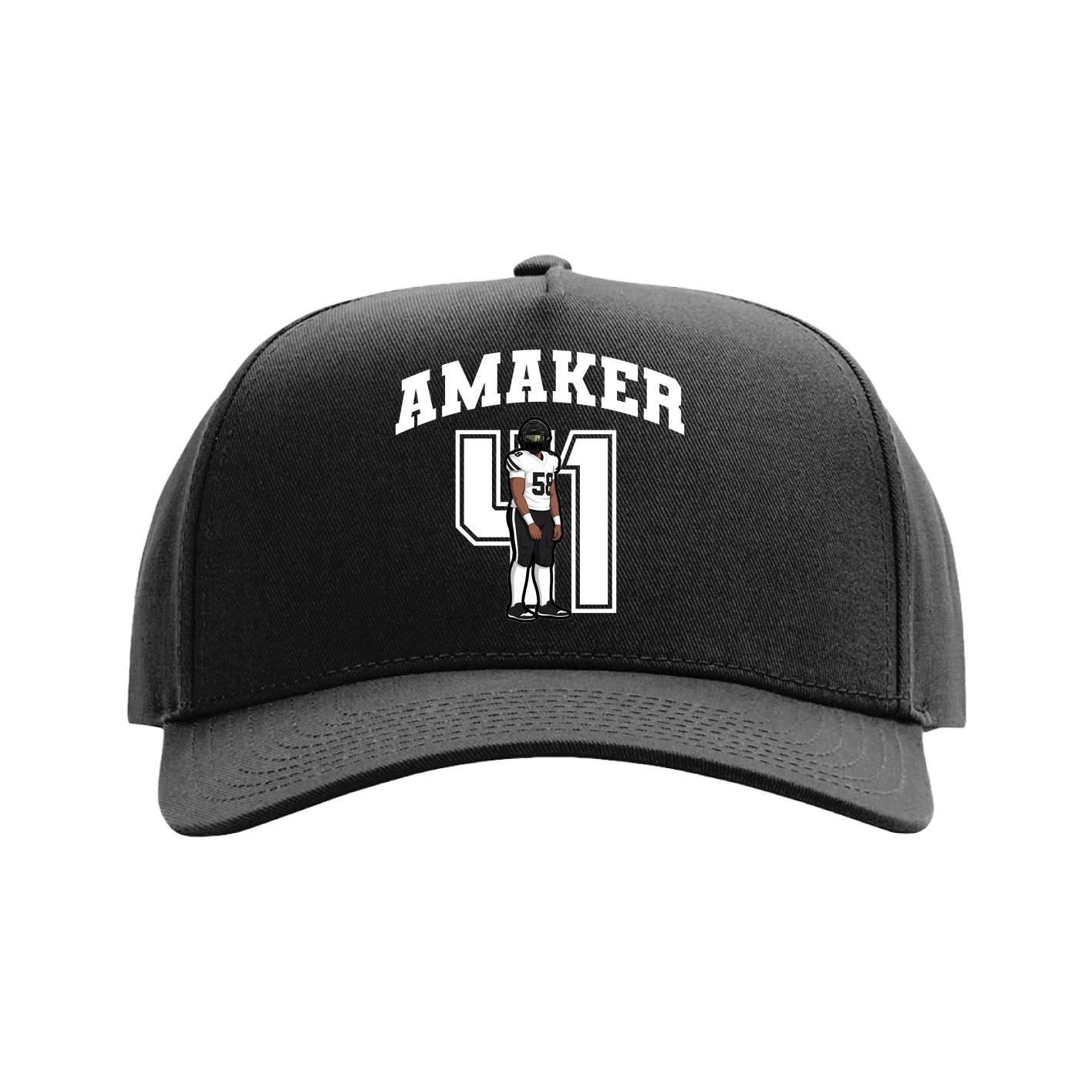 Full Fabric Five-Panel Champ Cap — Number in Black