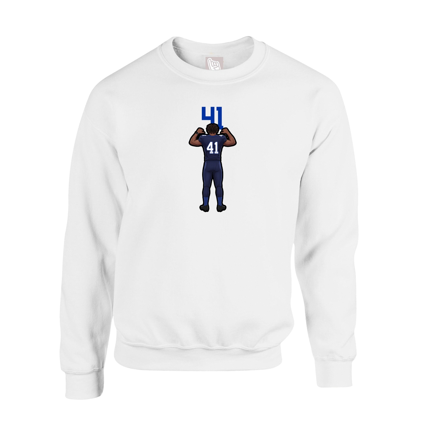 Fleece Crew — Number Top in White