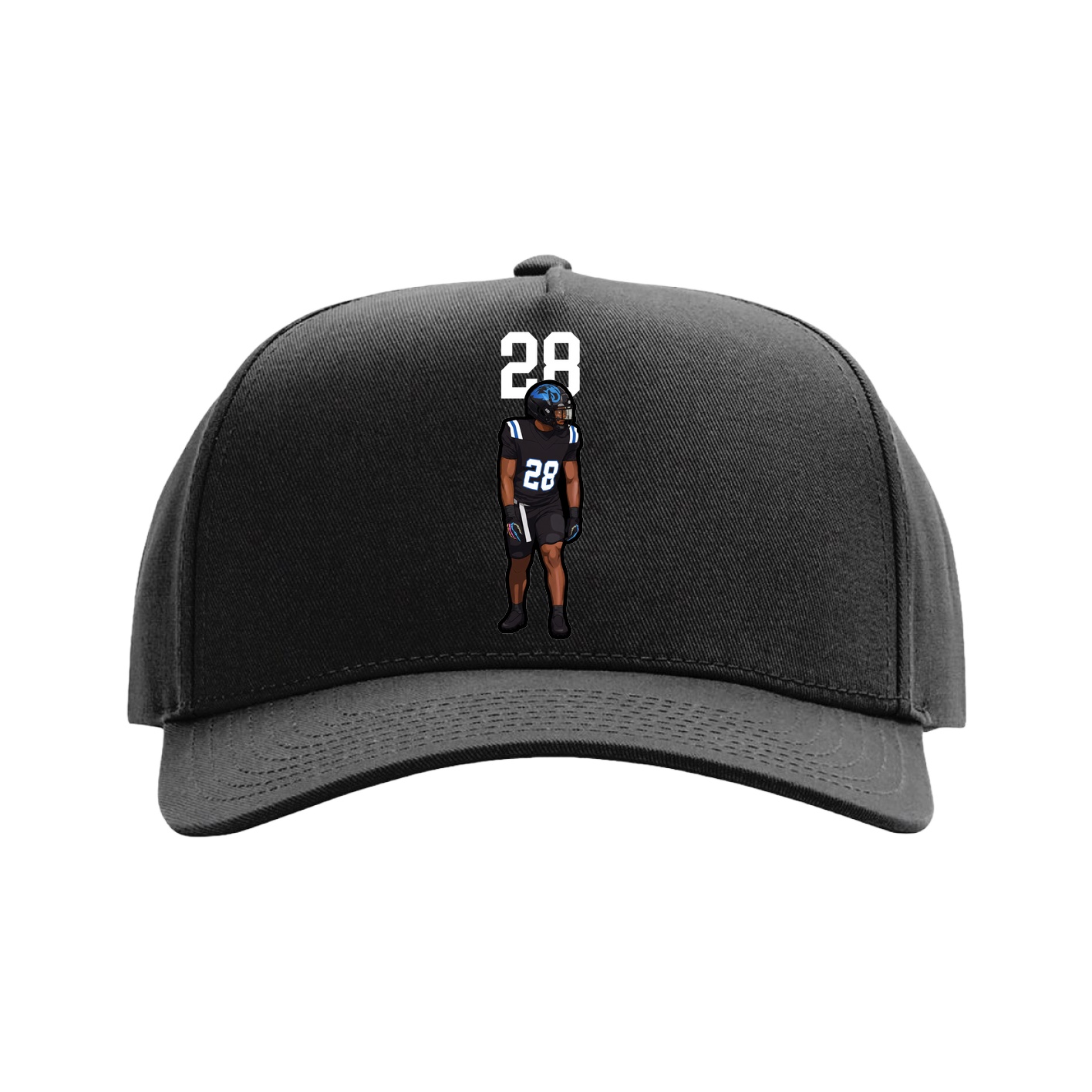 Full Fabric Five-Panel Champ Cap — Number Top in Black