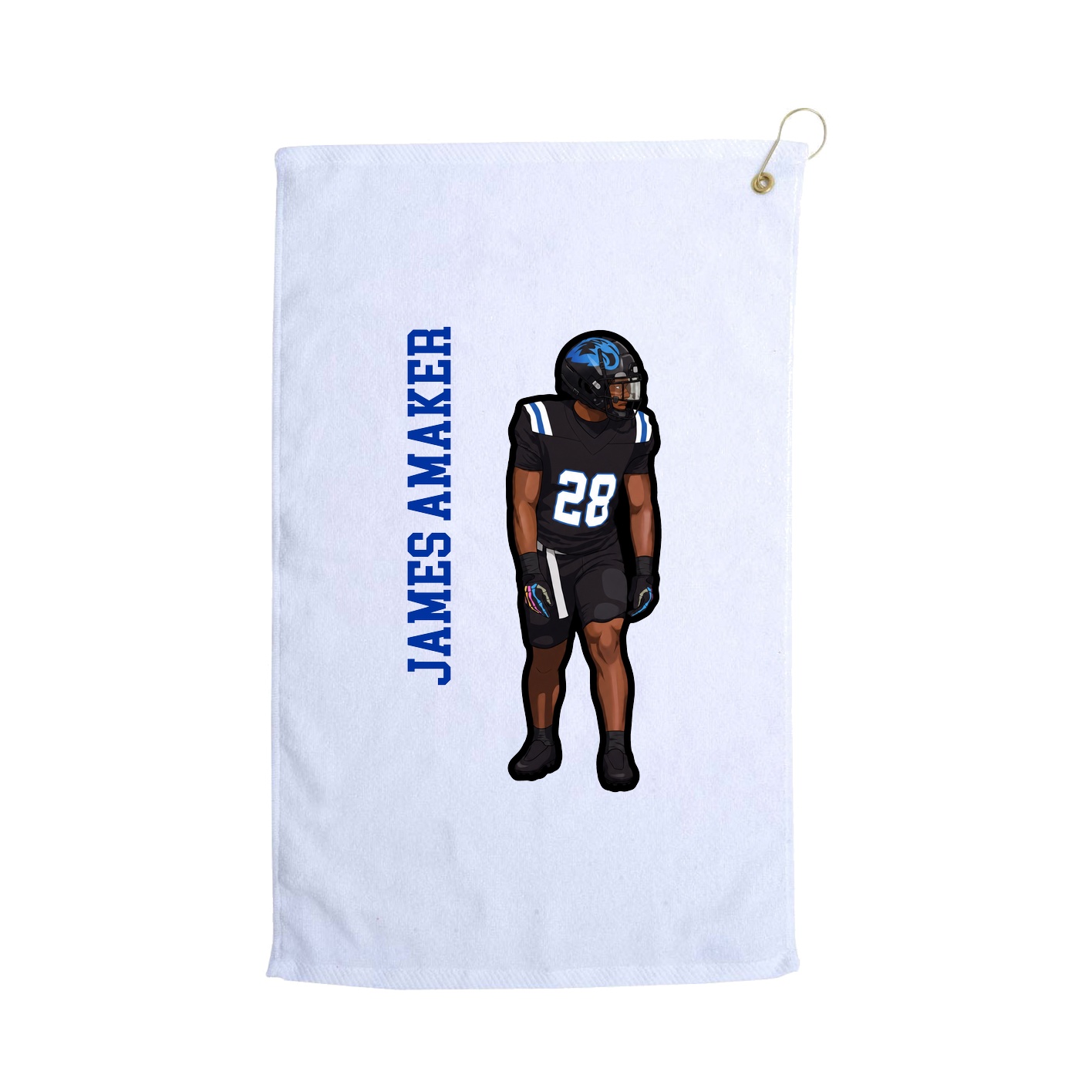 Golf Towel — Name Vertical in White