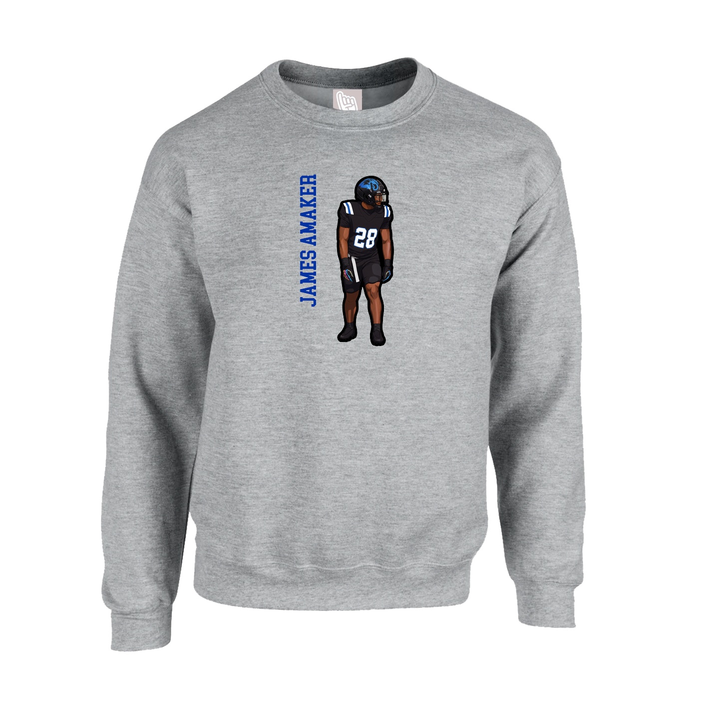 Fleece Crew — Name Vertical in Grey