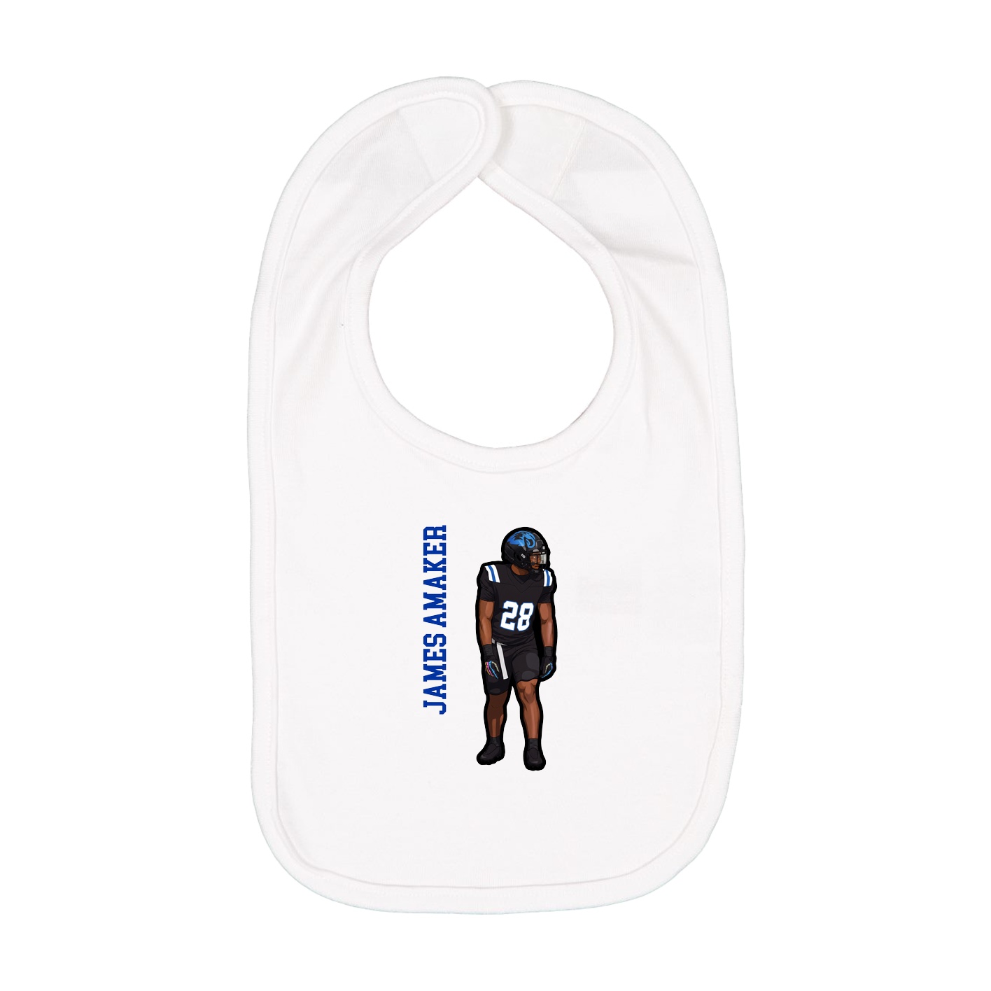 Infant Bib — Name Vertical in White