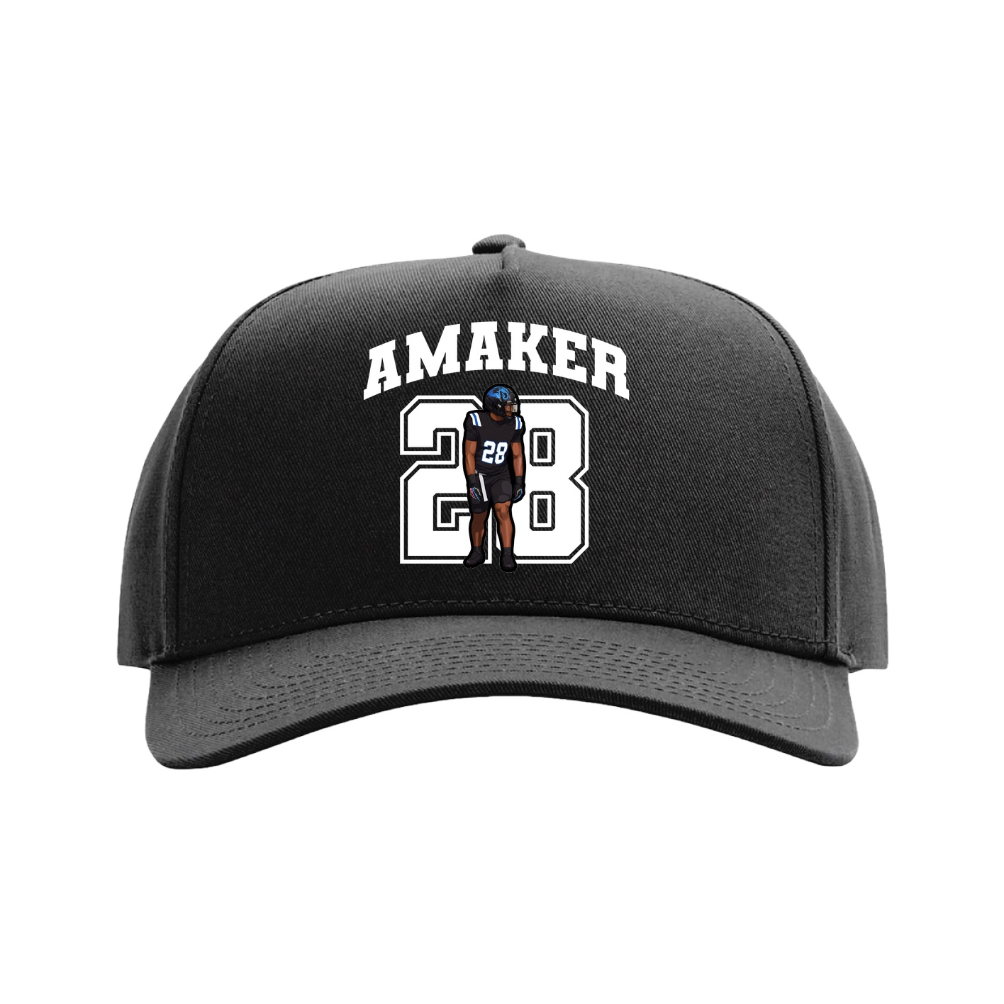 Full Fabric Five-Panel Champ Cap — Number in Black
