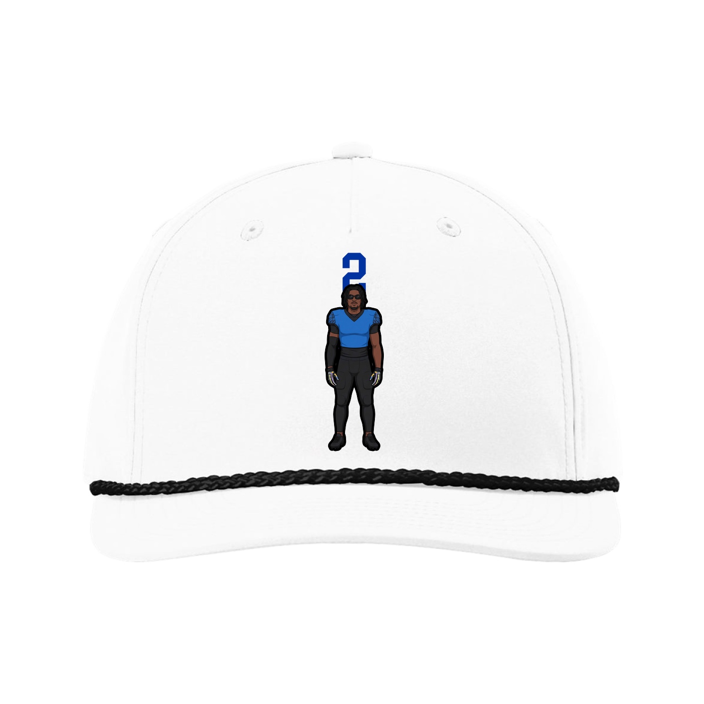 Five-Panel Classic Rope Cap — Number Top in White