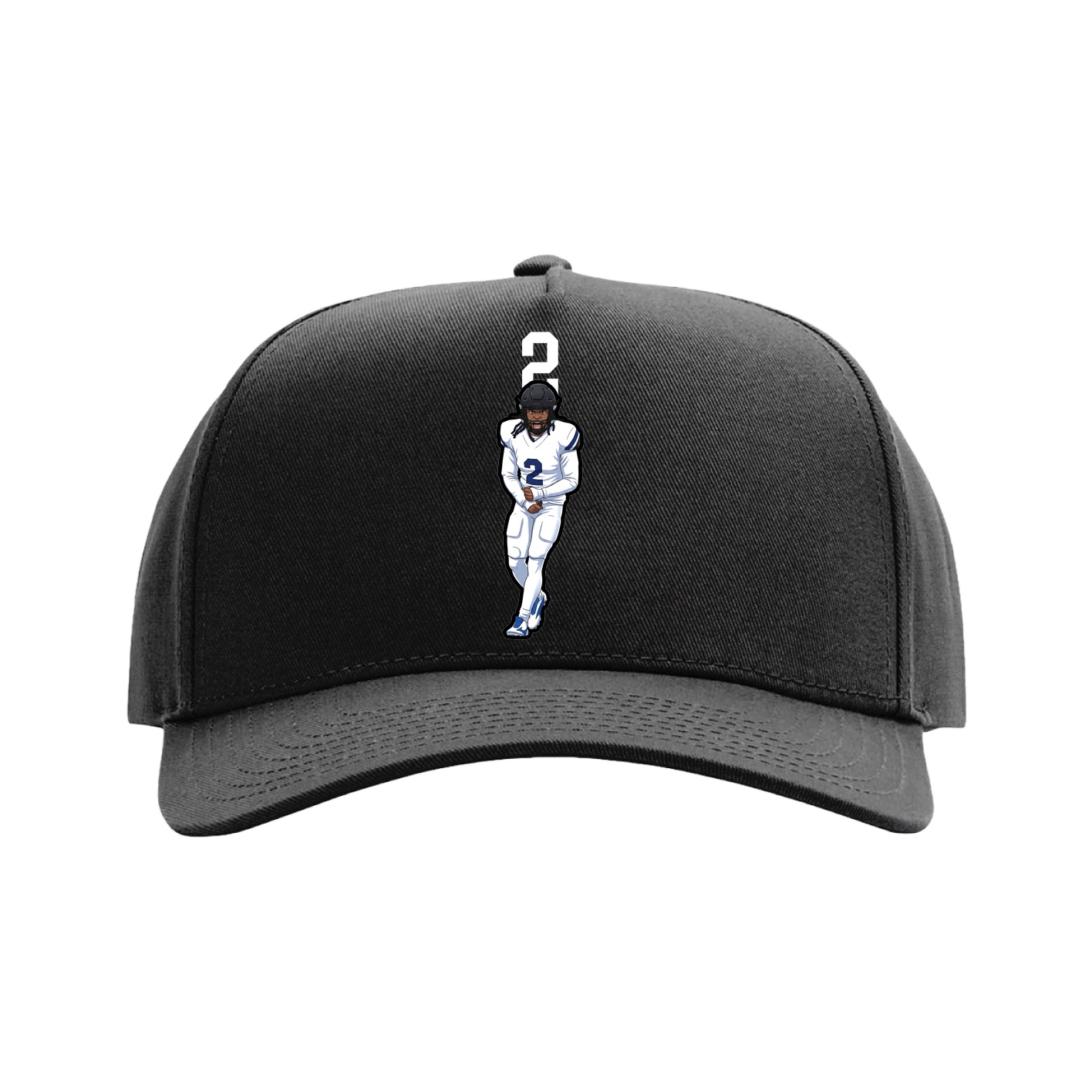 Full Fabric Five-Panel Champ Cap — Number Top in Black