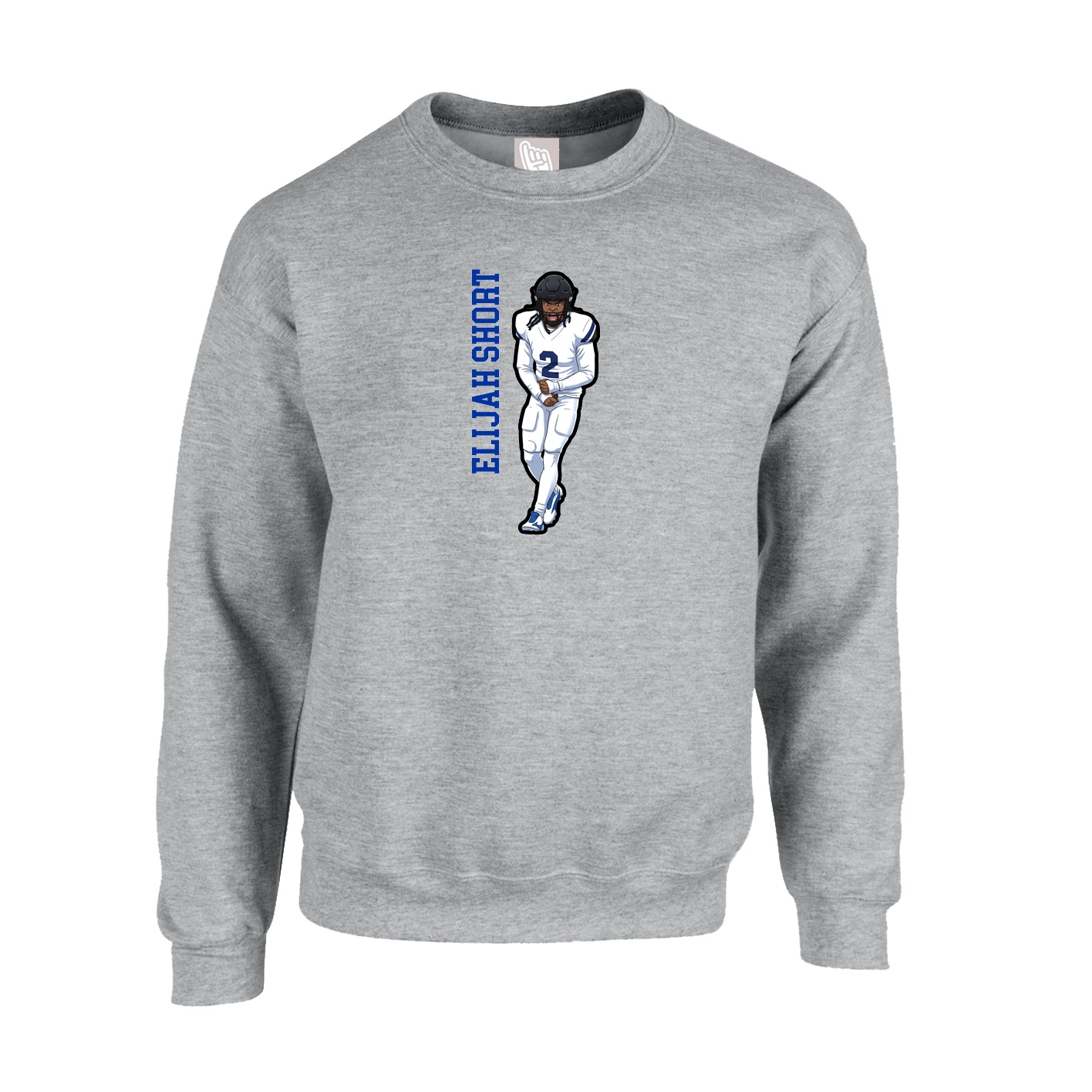 Fleece Crew — Name Vertical in Grey