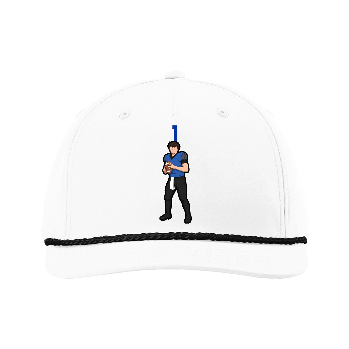 Five-Panel Classic Rope Cap — Number Top in White