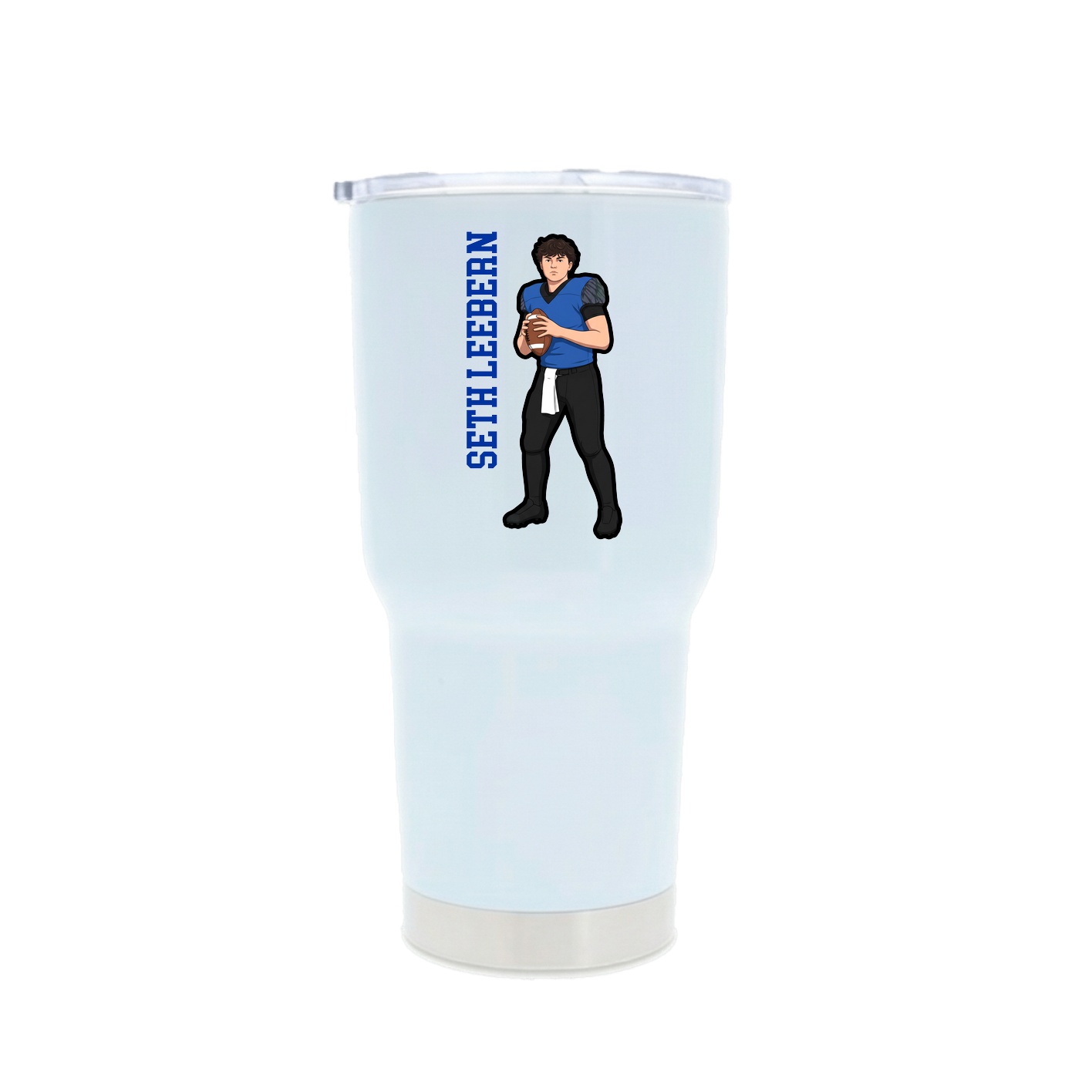 30oz Stainless Steel Tumbler — Name Vertical in White