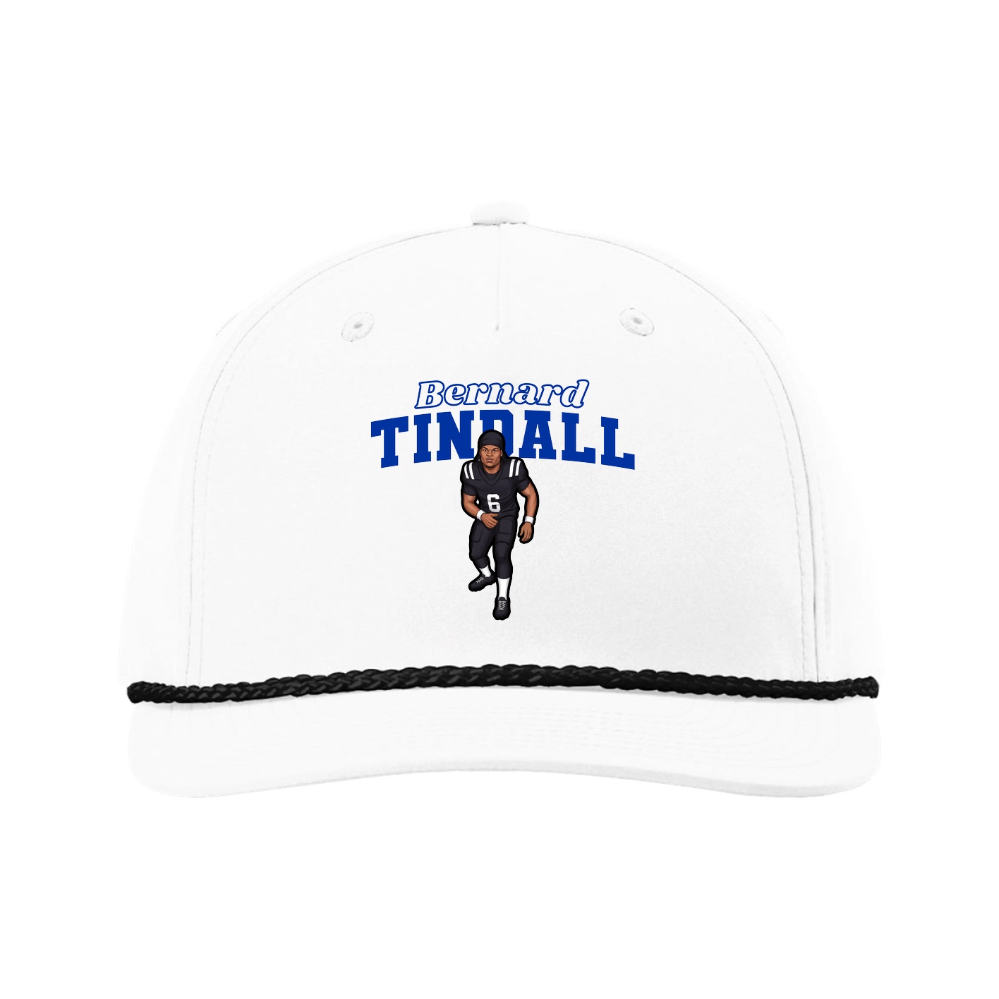 Five-Panel Classic Rope Cap — Name Arch in White
