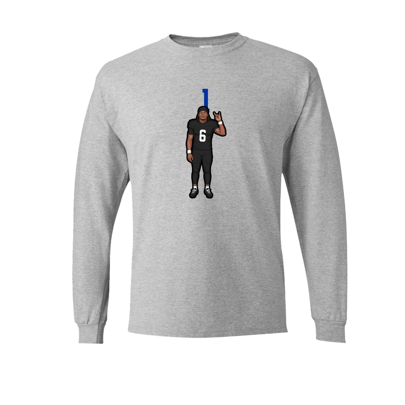 Long Sleeve Tee — Number Top in Grey