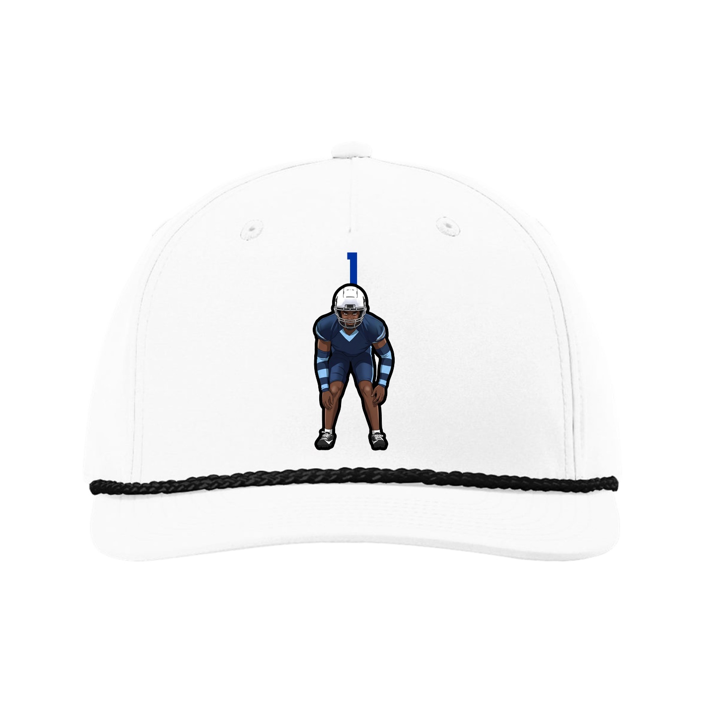Five-Panel Classic Rope Cap — Number Top in White