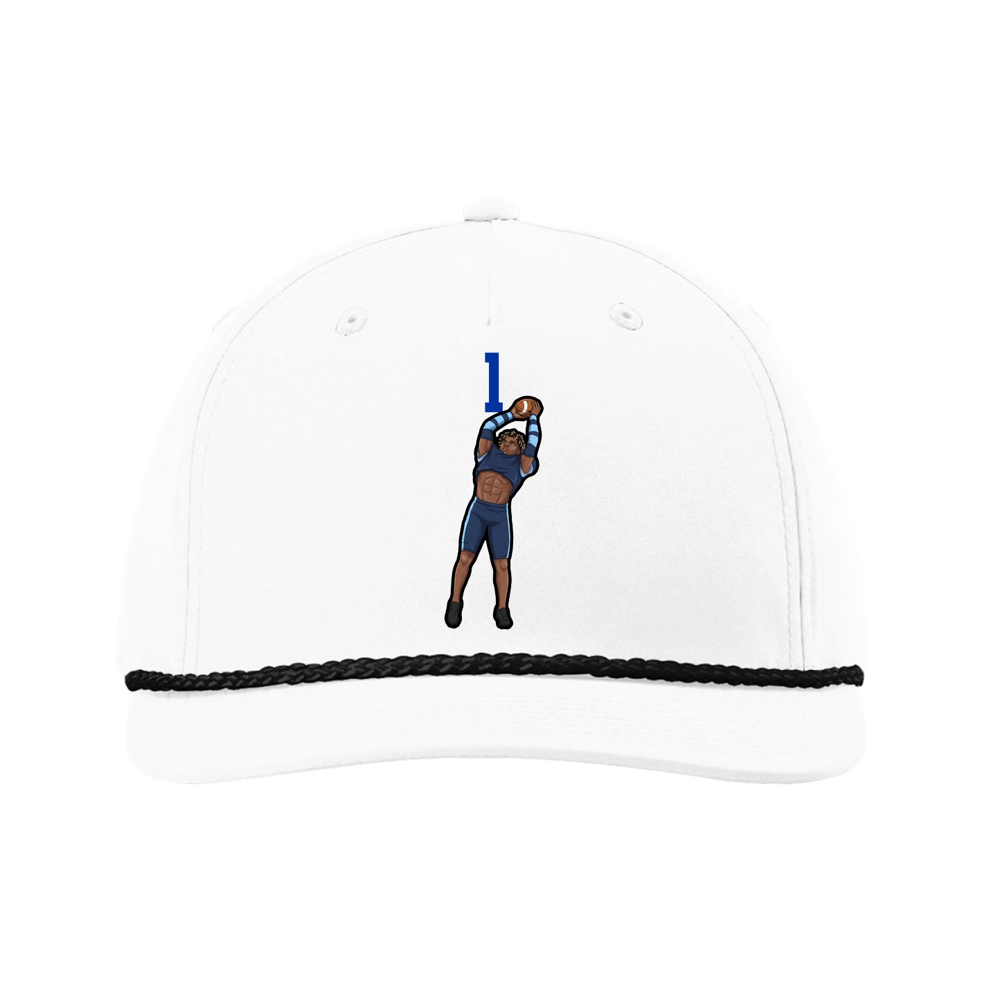 Five-Panel Classic Rope Cap — Number Top in White