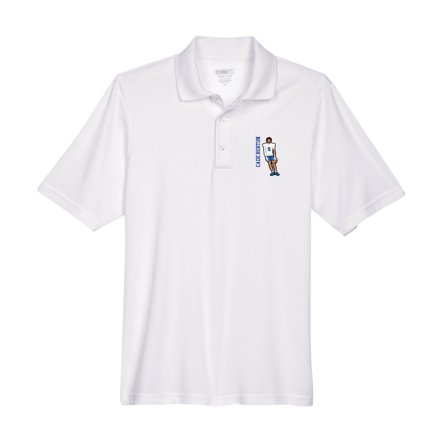 Performance Polo — Name Vertical in White