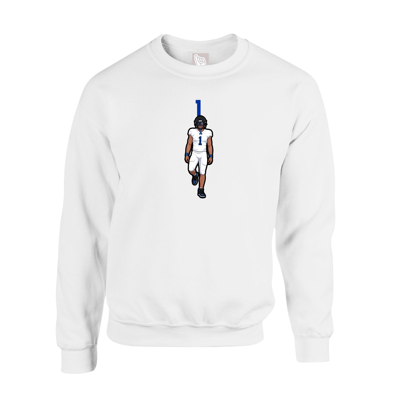 Fleece Crew — Number Top in White