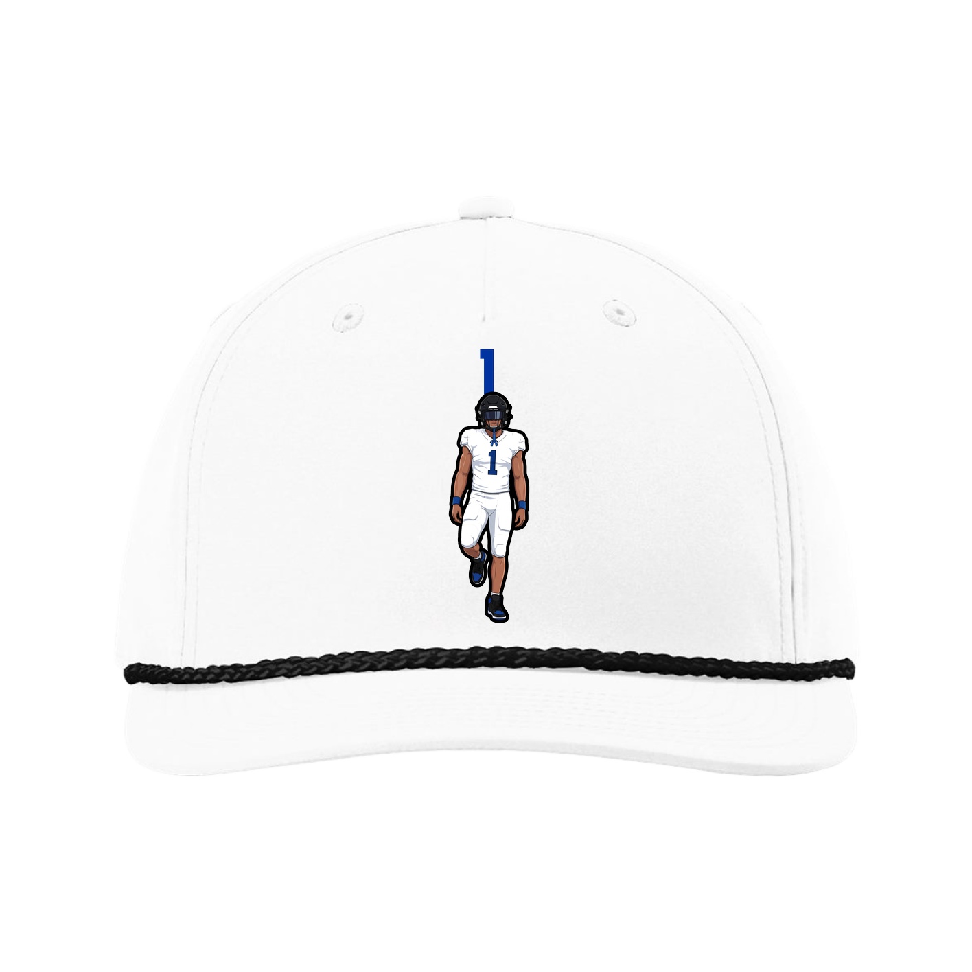 Five-Panel Classic Rope Cap — Number Top in White