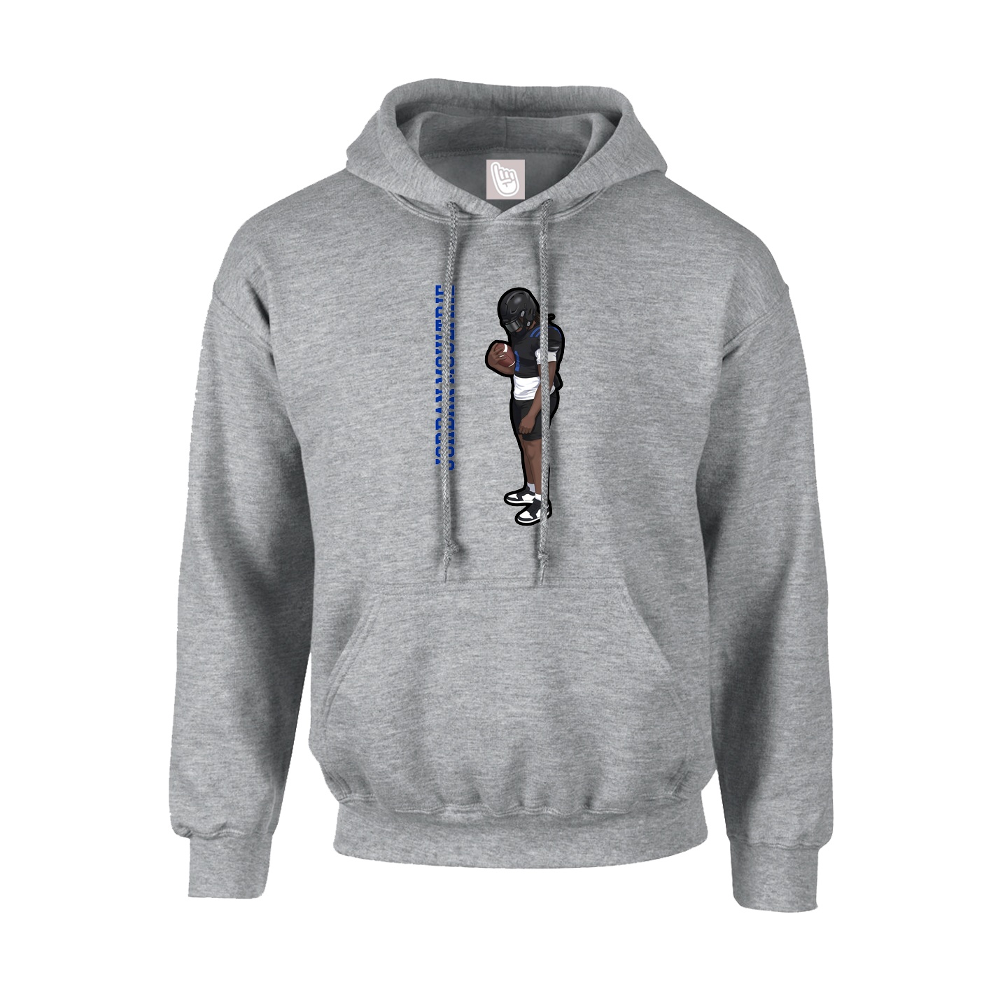 Hoodie — Name Vertical in Grey