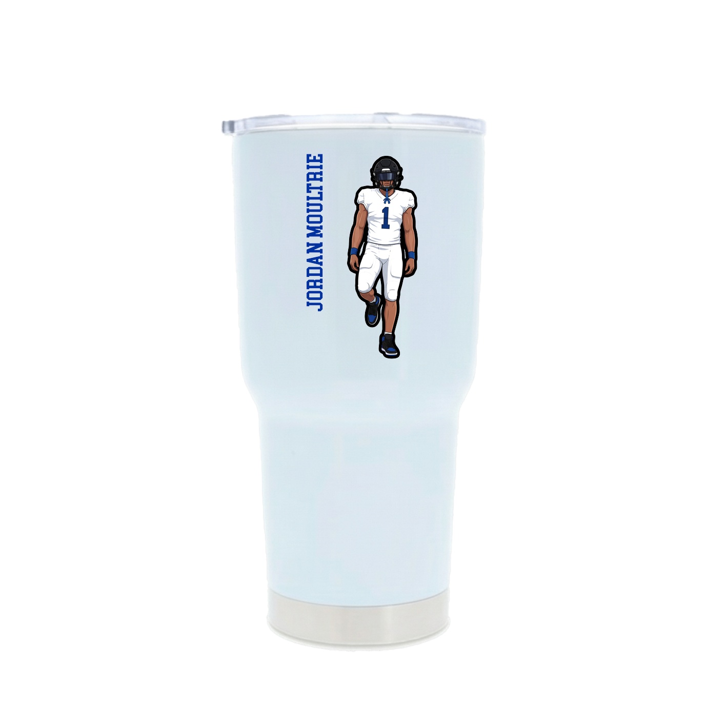 30oz Stainless Steel Tumbler — Name Vertical in White
