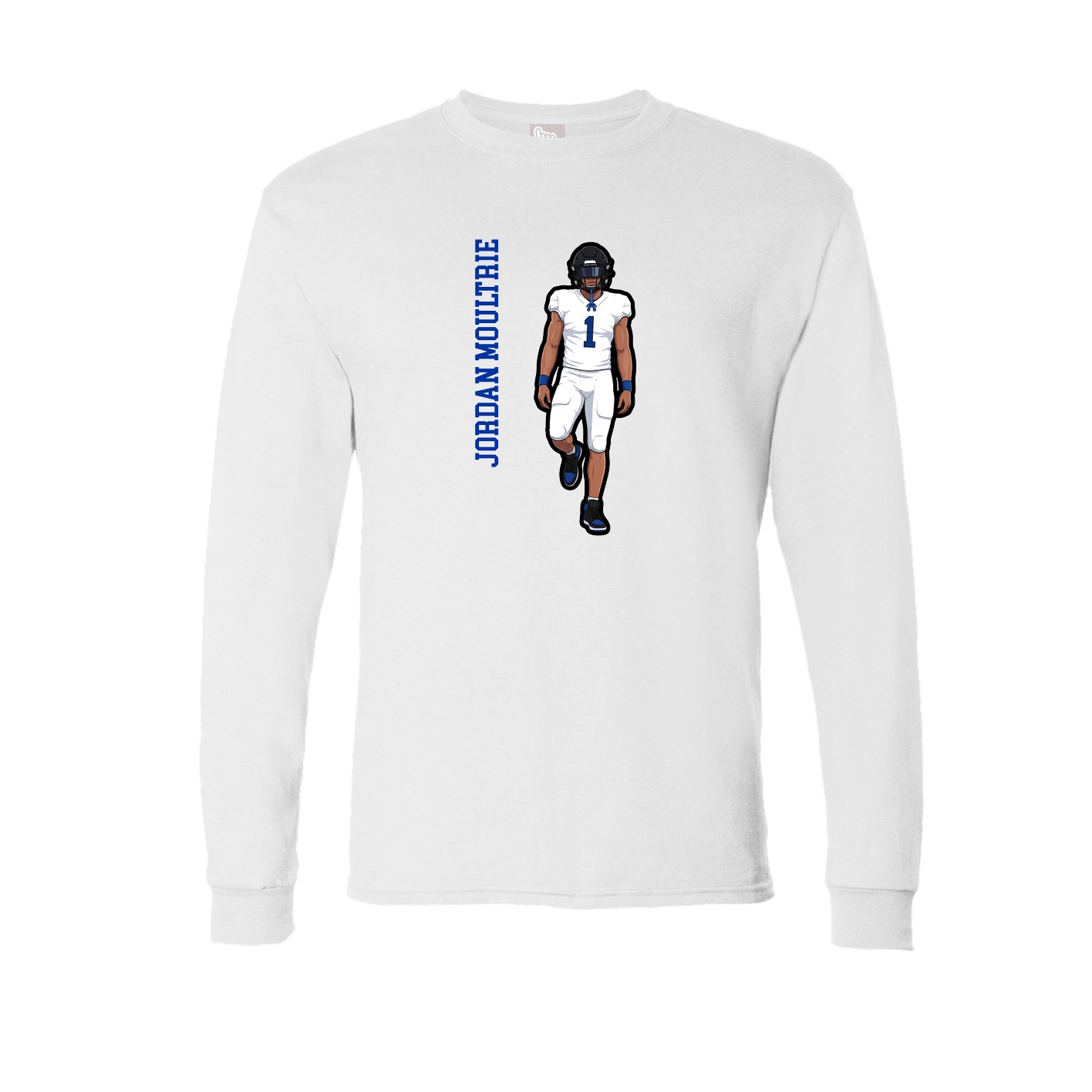 Long Sleeve Tee — Name Vertical in White