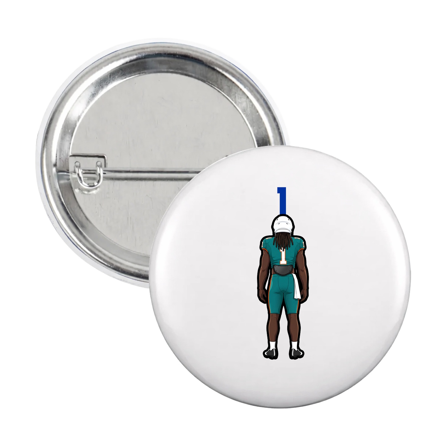 Game Day Button — Number Top in White