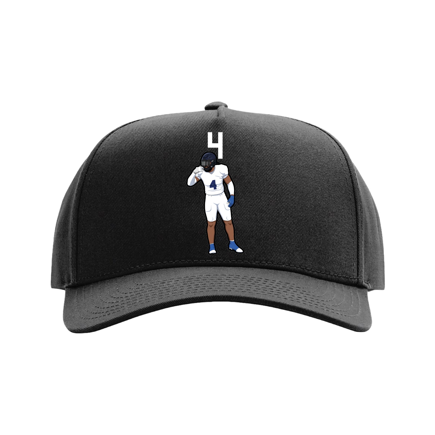 Full Fabric Five-Panel Champ Cap — Number Top in Black