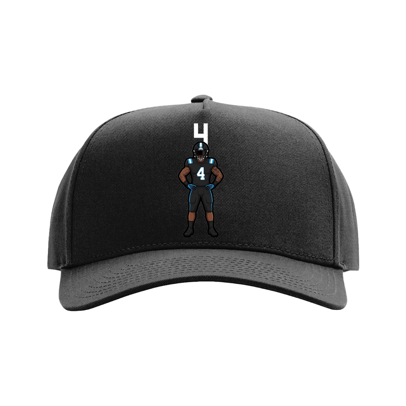 Full Fabric Five-Panel Champ Cap — Number Top in Black