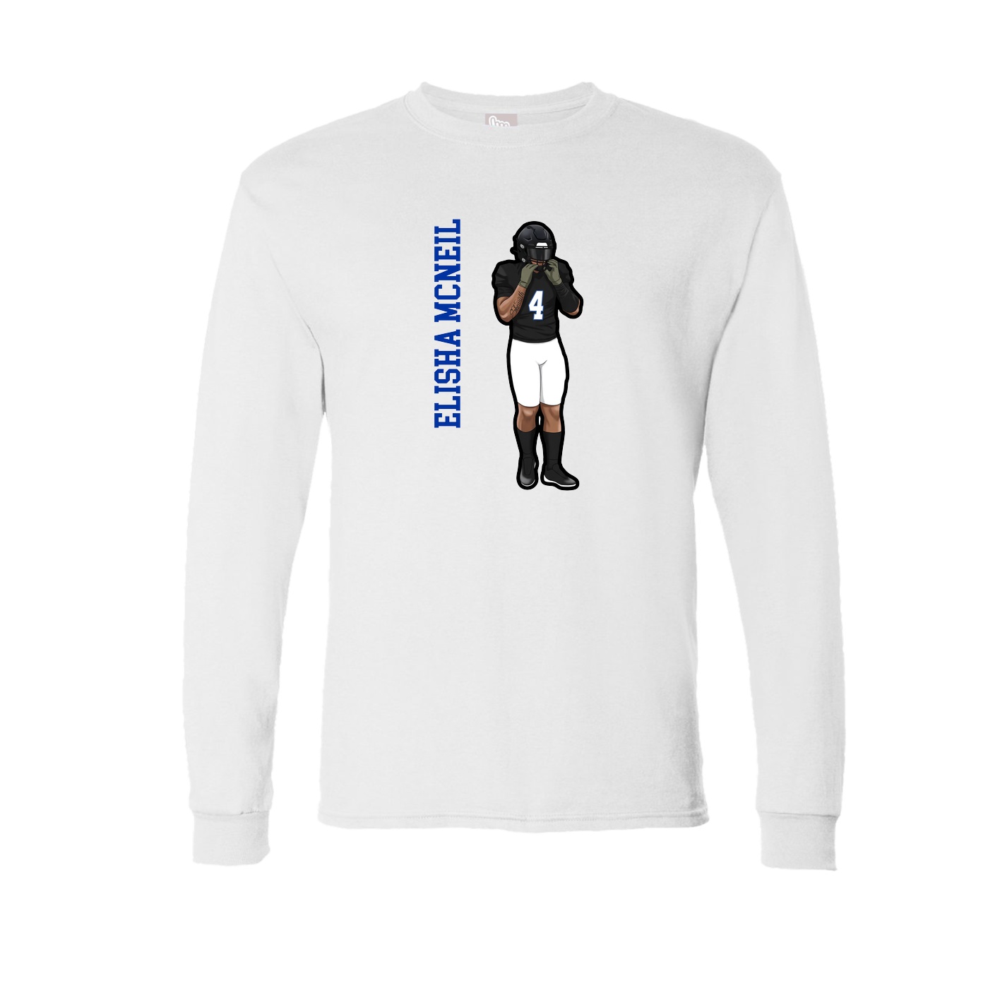 Long Sleeve Tee — Name Vertical in White