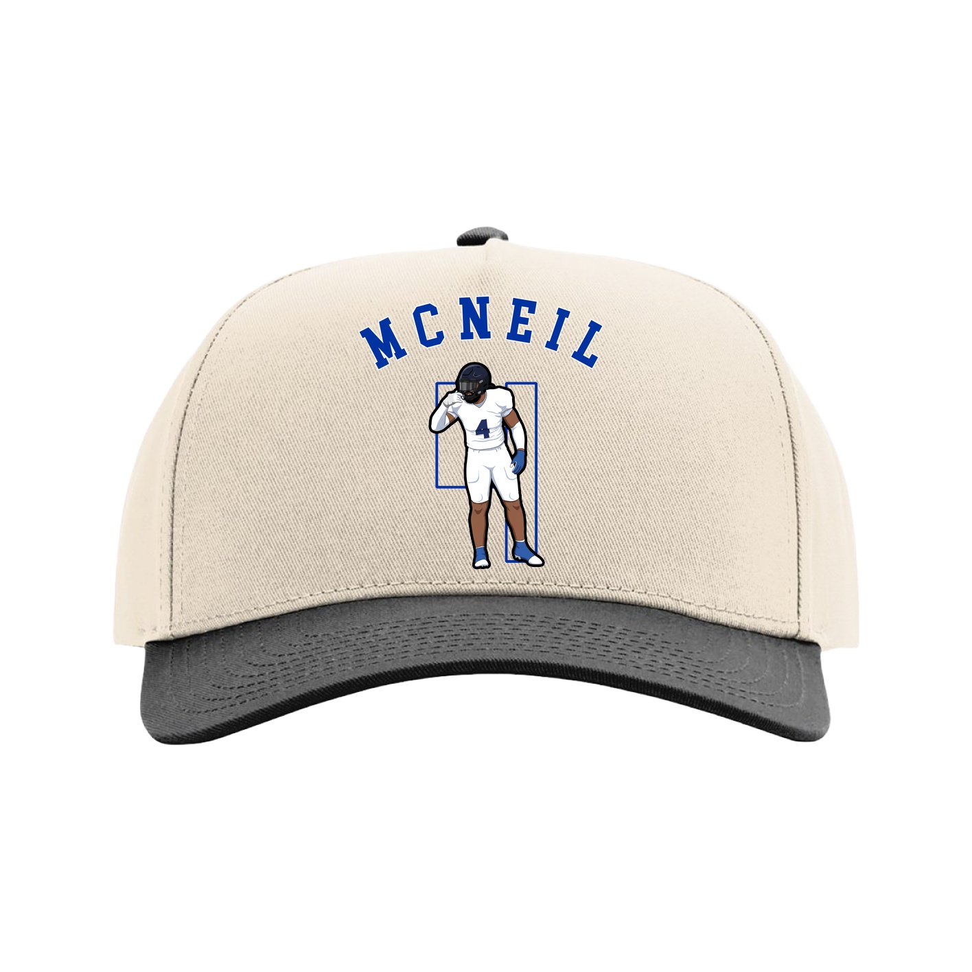 Full Fabric Five-Panel Champ Cap — Shirsey Arch in Cream/Black