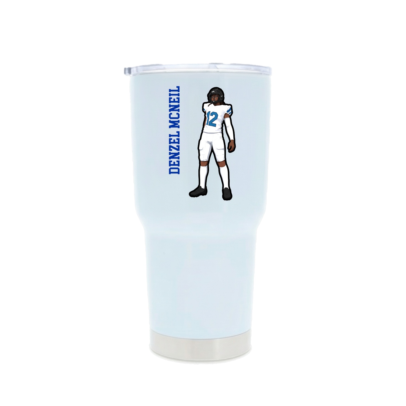 30oz Stainless Steel Tumbler — Name Vertical in White