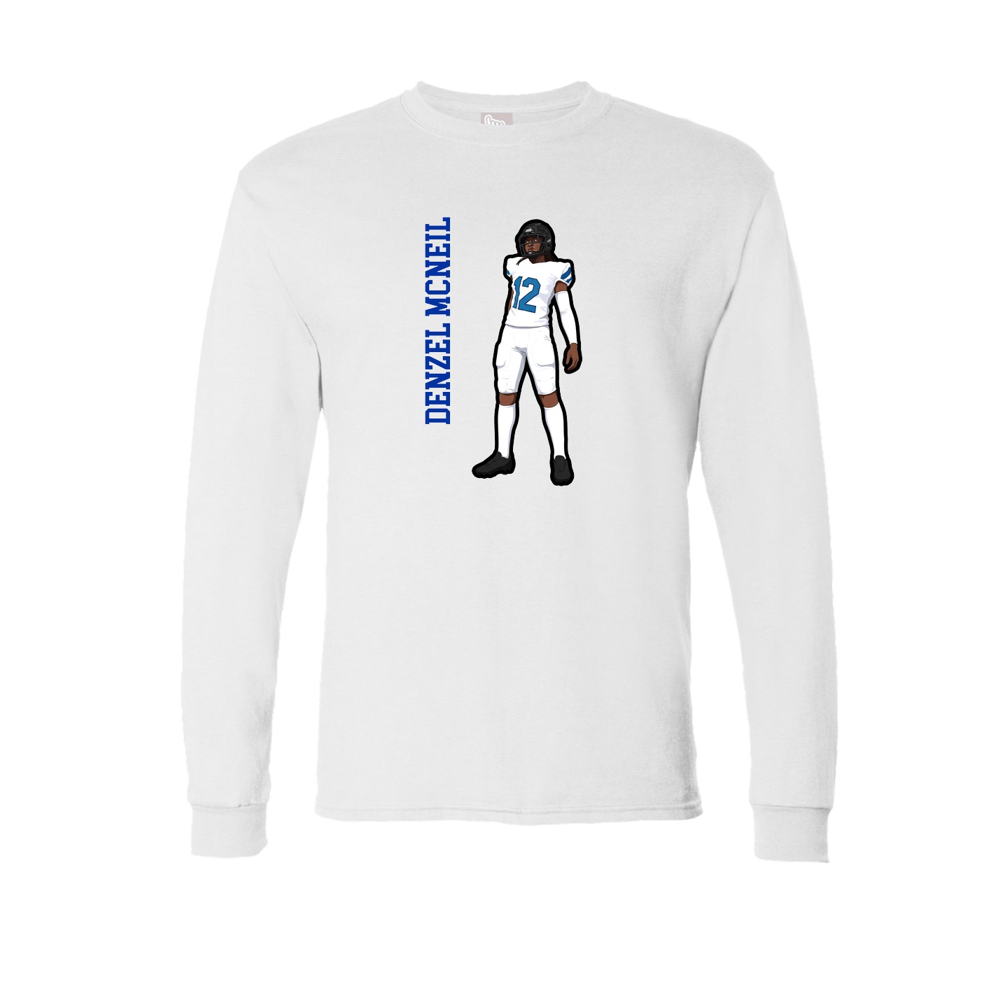 Long Sleeve Tee — Name Vertical in White