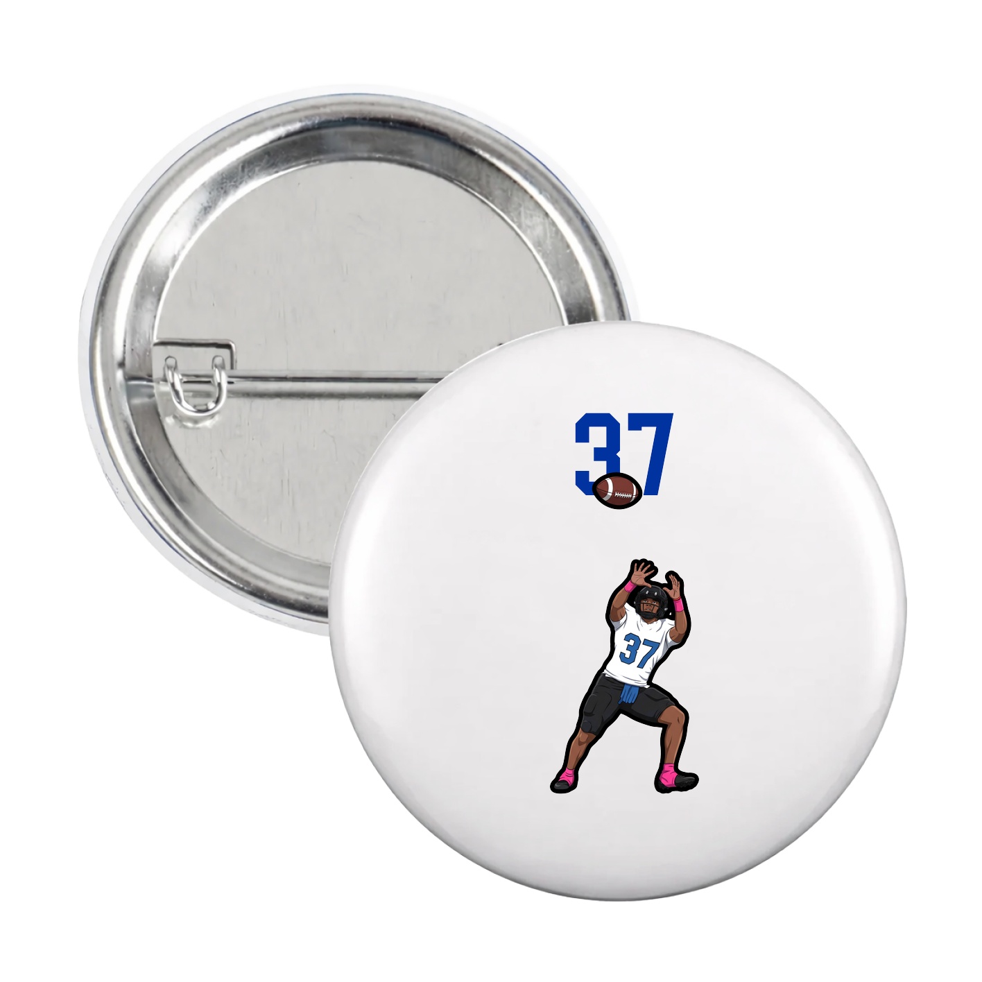 Game Day Button — Number Top in White