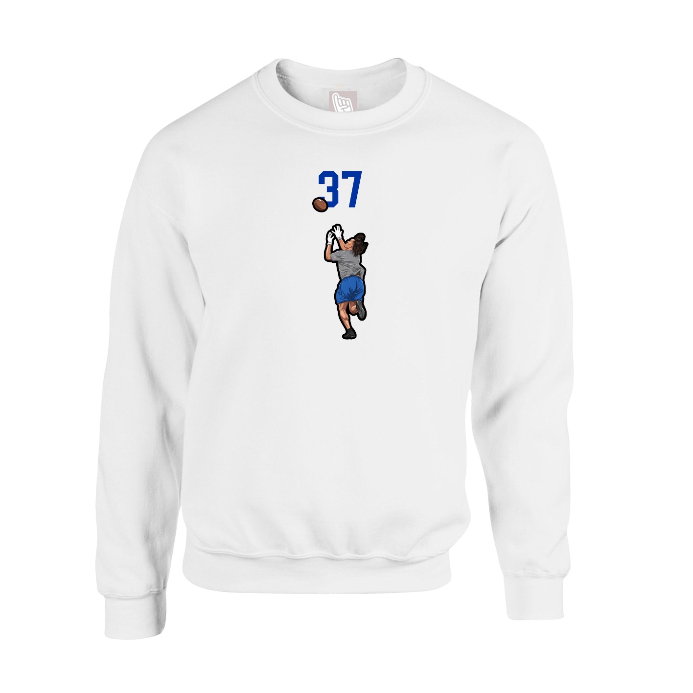 Fleece Crew — Number Top in White