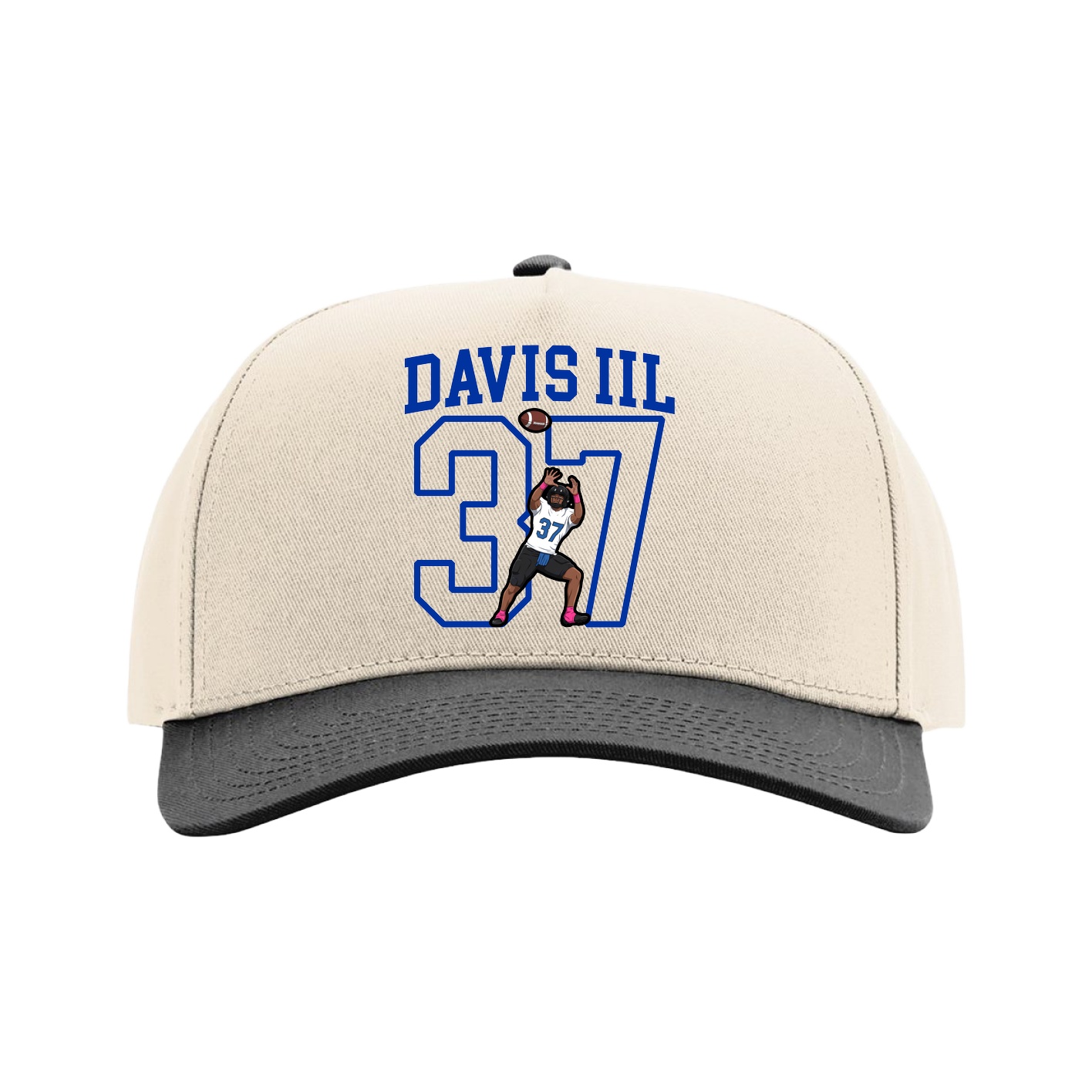 Full Fabric Five-Panel Champ Cap — Shirsey in Cream/Black