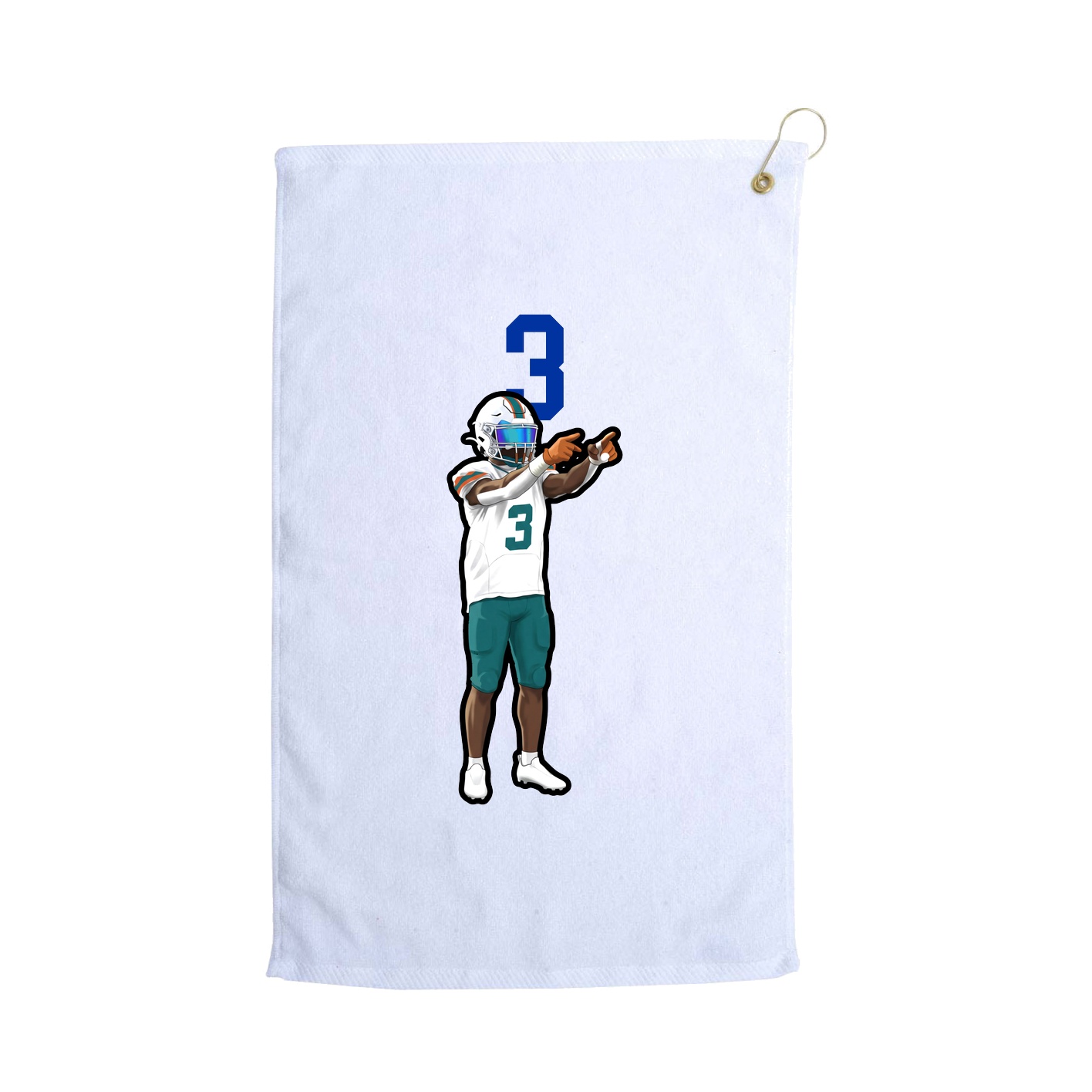 Golf Towel — Number Top in White