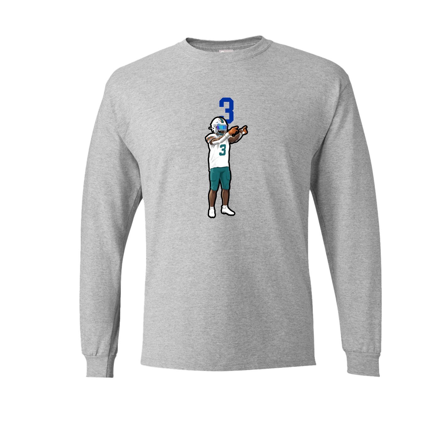 Long Sleeve Tee — Number Top in Grey
