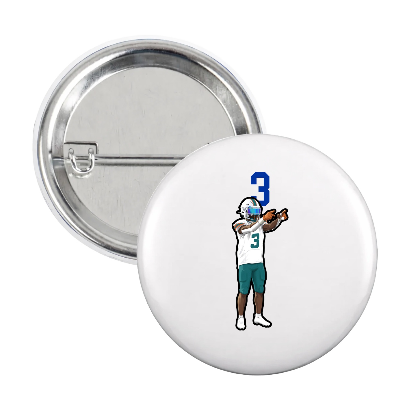 Game Day Button — Number Top in White