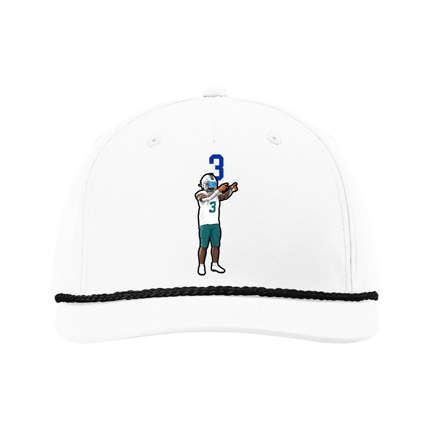 Five-Panel Classic Rope Cap — Number Top in White