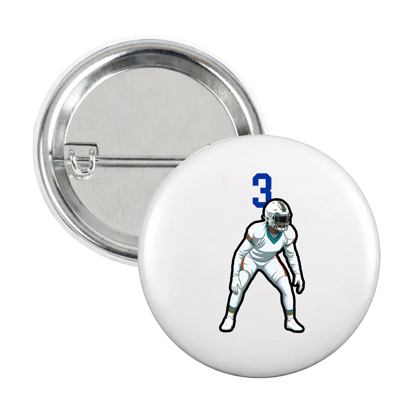 Game Day Button — Number Top in White