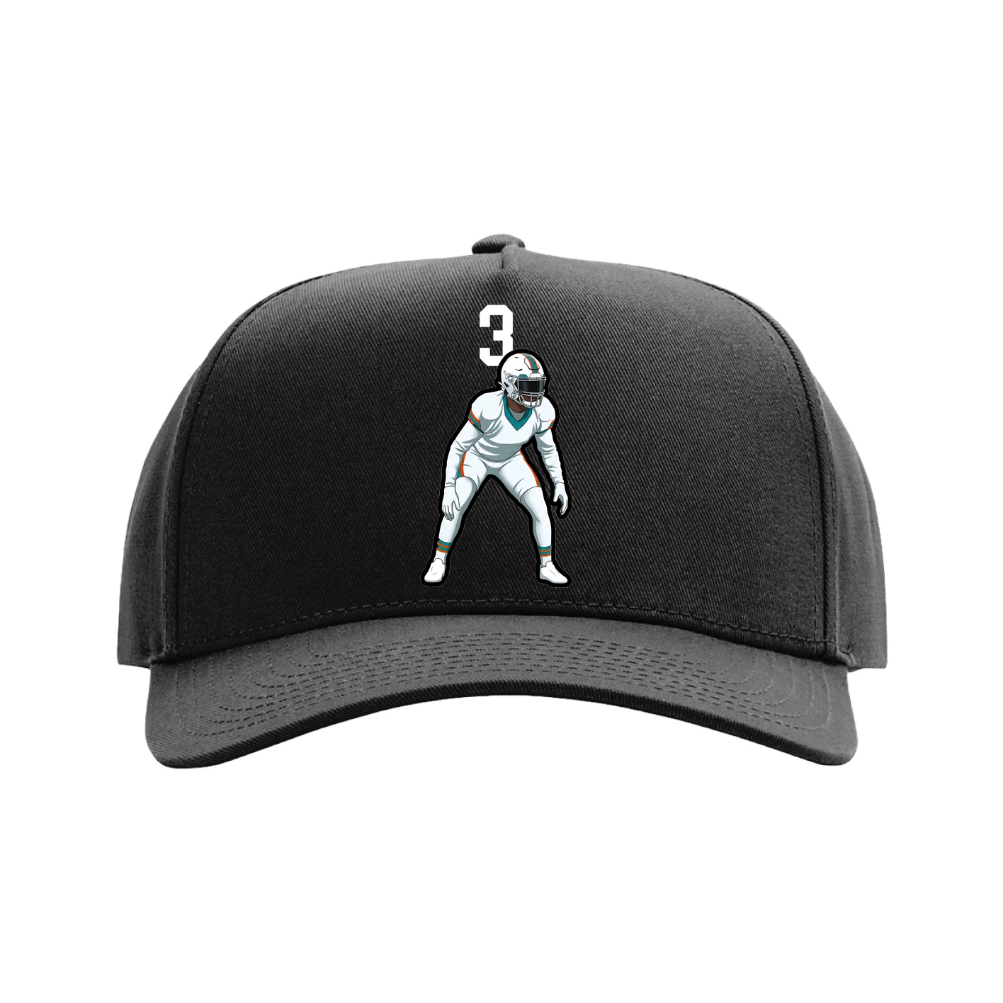 Full Fabric Five-Panel Champ Cap — Number Top in Black