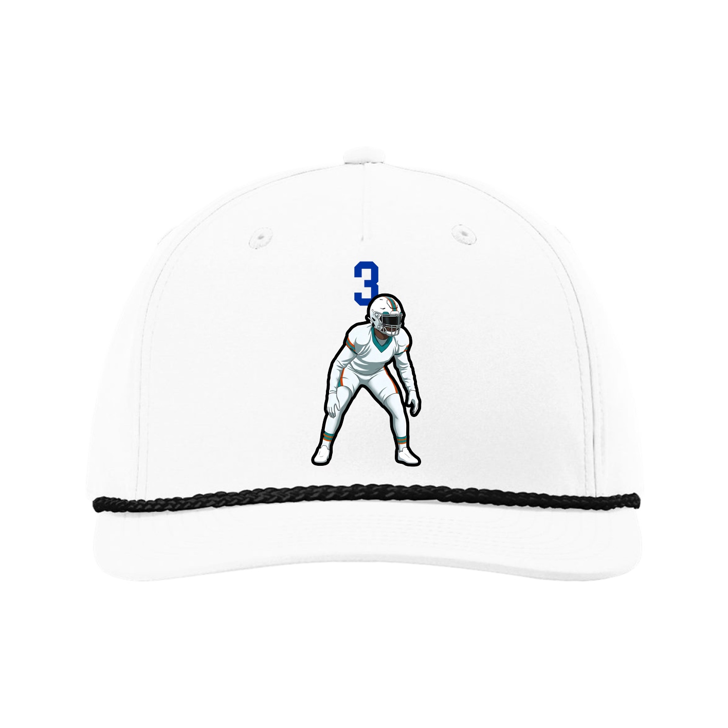 Five-Panel Classic Rope Cap — Number Top in White